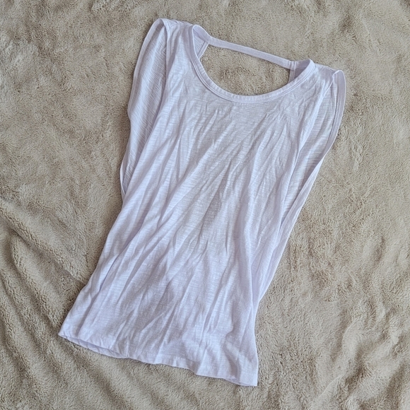 Ellie White Draped Back Tank - Picture 1 of 5